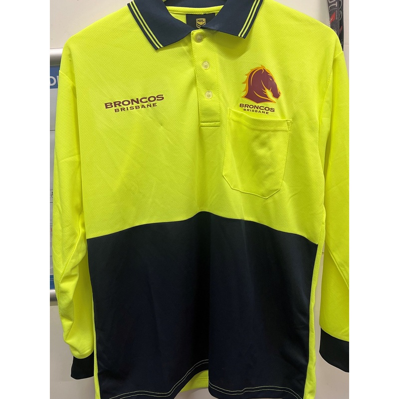 Brisbane Broncos Hi Viz Long Sleeve Polo Shirt