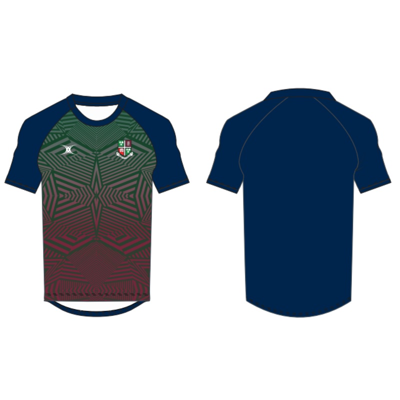 Woodhouse Grove School Adult’s Navy / Green Solar S/S Tee Shirt / Maroon-Senior