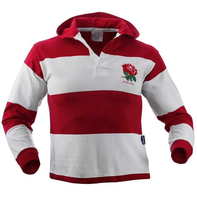 England Hooded Rugby Jersey|X-Small|Small|Medium|Large|X-Large|2X-Large|3X-Large|4X-Large|5X-Large