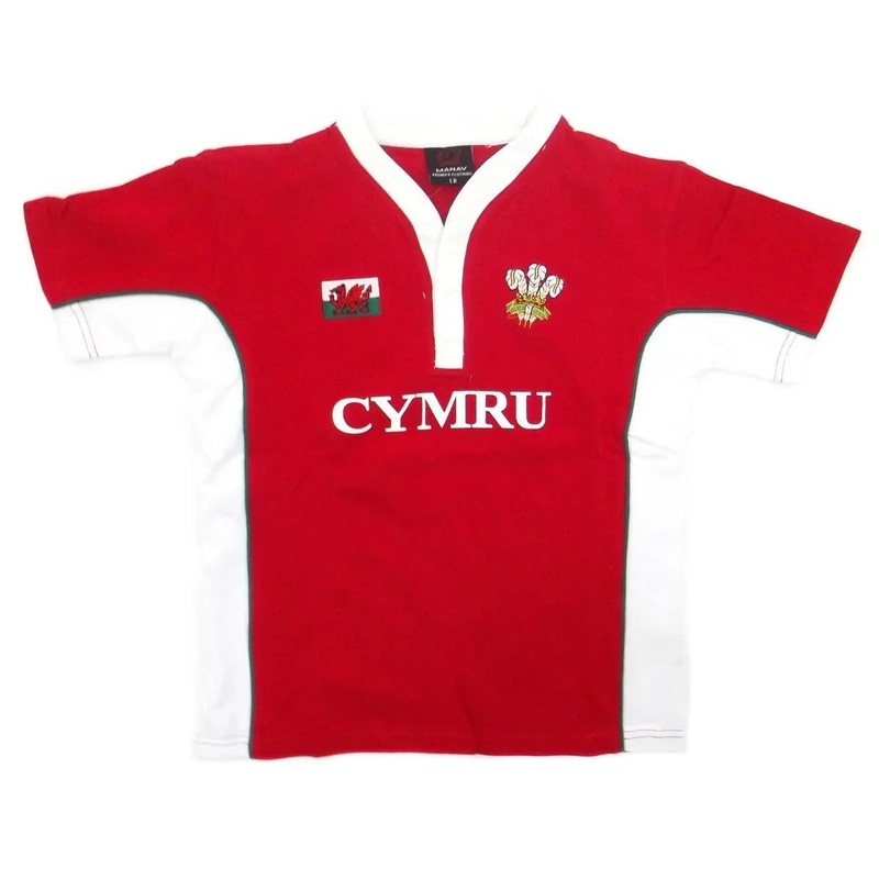 Manav Wales G/D Kids Red/White/Green Rugby Shirt