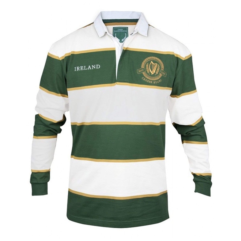 Croker Ireland Green and White Striped Rugby Jersey