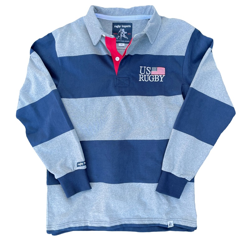 USA Grey Hoops Rugby Jersey|X-Small|Small|Medium|Large|X-Large|2X-Large|3X-Large|4X-Large|5X-Large