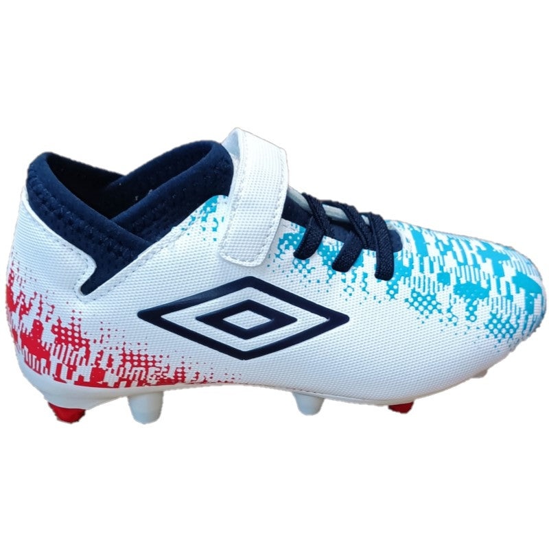 Umbro Formation II Velcro FG Football Boots Junior (White Navy)