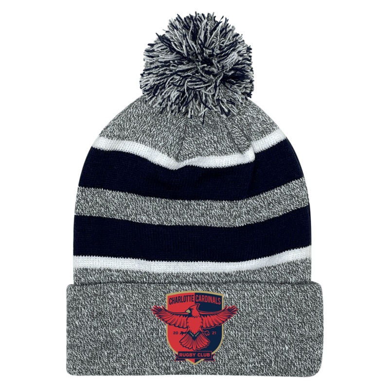 Charlotte Cardinal Rugby Club Hooped Pom-Pom Beanie