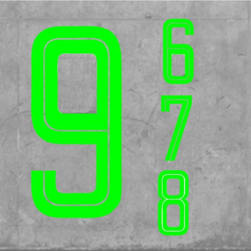 Stripe Numbers Large Fluo Green